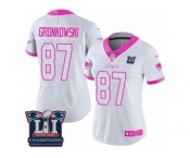 Women's Nike New England Patriots #87 Rob Gronkowski Limited White Pink Rush Fashion Super Bowl LI Champions NFL Jersey