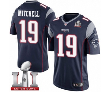 Youth Nike New England Patriots #19 Malcolm Mitchell Elite Navy Blue Team Color Super Bowl LI 51 NFL Jersey