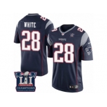 Youth Nike New England Patriots #28 James White Navy Blue Team Color Super Bowl LI Champions NFL Jersey