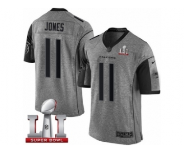 Men's Nike Atlanta Falcons #11 Julio Jones Limited Gray Gridiron Super Bowl LI 51 NFL Jersey