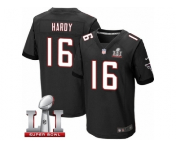 Men's Nike Atlanta Falcons #16 Justin Hardy Elite Black Alternate Super Bowl LI 51 NFL Jersey