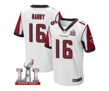 Men's Nike Atlanta Falcons #16 Justin Hardy Elite White Super Bowl LI 51 NFL Jersey