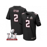 Men's Nike Atlanta Falcons #2 Matt Ryan Elite Black Alternate Super Bowl LI 51 NFL Jersey