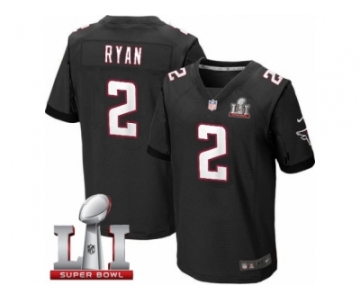 Men's Nike Atlanta Falcons #2 Matt Ryan Elite Black Alternate Super Bowl LI 51 NFL Jersey