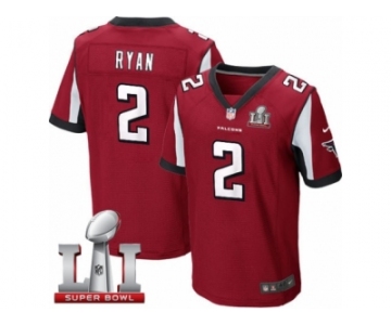 Men's Nike Atlanta Falcons #2 Matt Ryan Elite Red Team Color Super Bowl LI 51 NFL Jersey