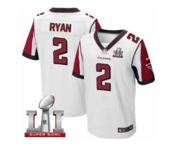 Men's Nike Atlanta Falcons #2 Matt Ryan Elite White Super Bowl LI 51 NFL Jersey
