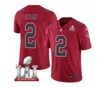 Men's Nike Atlanta Falcons #2 Matt Ryan Limited Red Rush Super Bowl LI 51 NFL Jersey