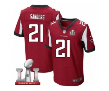 Men's Nike Atlanta Falcons #21 Deion Sanders Elite Red Team Color Super Bowl LI 51 NFL Jersey