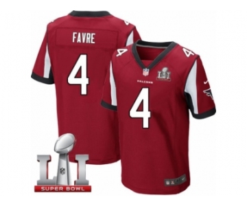Men's Nike Atlanta Falcons #4 Brett Favre Elite Red Team Color Super Bowl LI 51 NFL Jersey