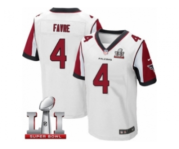 Men's Nike Atlanta Falcons #4 Brett Favre Elite White Super Bowl LI 51 NFL Jersey
