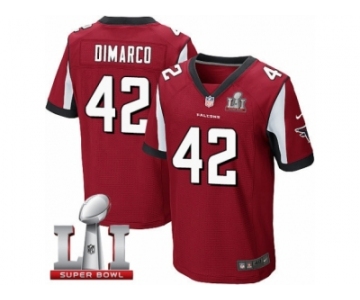 Men's Nike Atlanta Falcons #42 Patrick DiMarco Elite Red Team Color Super Bowl LI 51 NFL Jersey