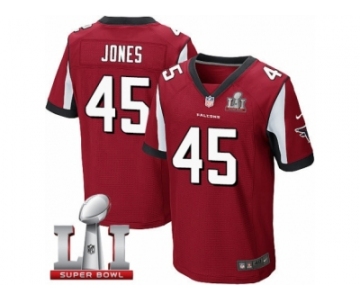 Men's Nike Atlanta Falcons #45 Deion Jones Elite Red Team Color Super Bowl LI 51 NFL Jersey