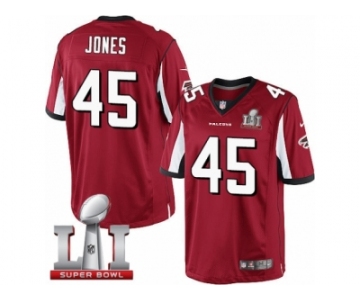 Men's Nike Atlanta Falcons #45 Deion Jones Limited Red Team Color Super Bowl LI 51 NFL Jersey