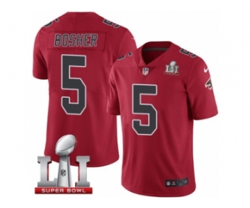 Men's Nike Atlanta Falcons #5 Matt Bosher Limited Red Rush Super Bowl LI 51 NFL Jersey