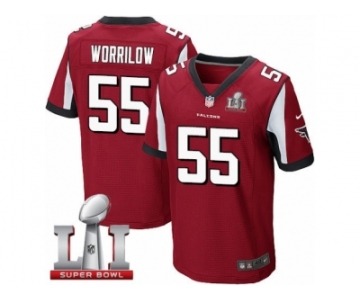 Men's Nike Atlanta Falcons #55 Paul Worrilow Elite Red Team Color Super Bowl LI 51 NFL Jersey