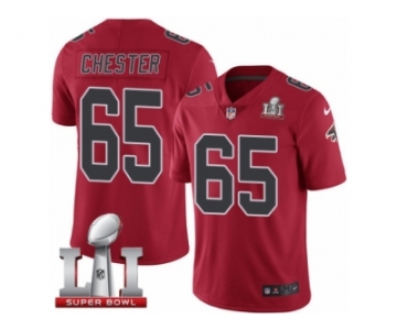 Men's Nike Atlanta Falcons #65 Chris Chester Limited Red Rush Super Bowl LI 51 NFL Jersey