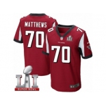 Men's Nike Atlanta Falcons #70 Jake Matthews Elite Red Team Color Super Bowl LI 51 NFL Jersey