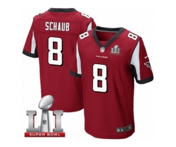 Men's Nike Atlanta Falcons #8 Matt Schaub Elite Red Team Color Super Bowl LI 51 NFL Jersey