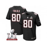 Men's Nike Atlanta Falcons #80 Levine Toilolo Elite Black Alternate Super Bowl LI 51 NFL Jersey