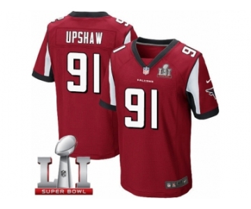 Men's Nike Atlanta Falcons #91 Courtney Upshaw Elite Red Team Color Super Bowl LI 51 NFL Jersey