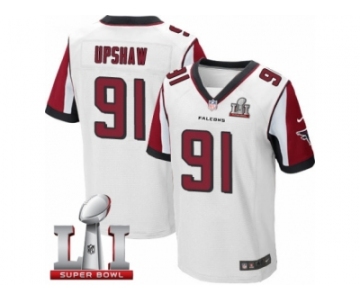 Men's Nike Atlanta Falcons #91 Courtney Upshaw Elite White Super Bowl LI 51 NFL Jersey