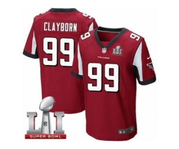 Men's Nike Atlanta Falcons #99 Adrian Clayborn Elite Red Team Color Super Bowl LI 51 NFL Jersey