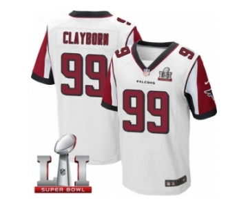 Men's Nike Atlanta Falcons #99 Adrian Clayborn Elite White Super Bowl LI 51 NFL Jersey