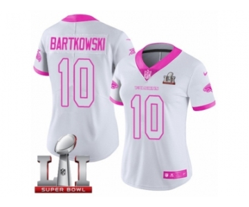 Women's Nike Atlanta Falcons #10 Steve Bartkowski Limited White Pink Rush Fashion Super Bowl LI 51 NFL Jersey