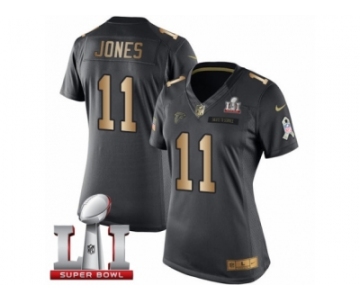 Women's Nike Atlanta Falcons #11 Julio Jones Limited Black Gold Salute to Service Super Bowl LI 51 NFL Jersey