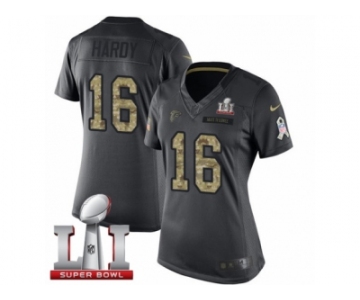 Women's Nike Atlanta Falcons #16 Justin Hardy Limited Black 2016 Salute to Service Super Bowl LI 51 NFL Jersey