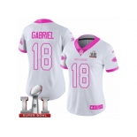 Women's Nike Atlanta Falcons #18 Taylor Gabriel Limited White Pink Rush Fashion Super Bowl LI 51 NFL Jersey