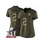 Women's Nike Atlanta Falcons #2 Matt Ryan Limited Green Salute to Service Super Bowl LI 51 NFL Jersey