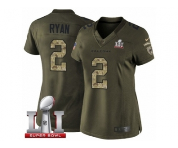 Women's Nike Atlanta Falcons #2 Matt Ryan Limited Green Salute to Service Super Bowl LI 51 NFL Jersey