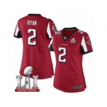 Women's Nike Atlanta Falcons #2 Matt Ryan Limited Red Team Color Super Bowl LI 51 NFL Jersey