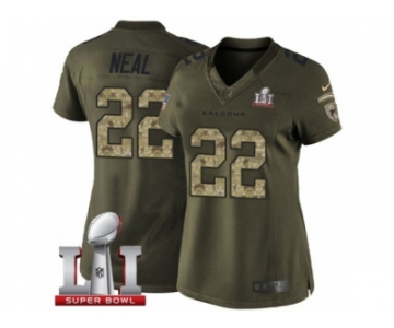 Women's Nike Atlanta Falcons #22 Keanu Neal Limited Green Salute to Service Super Bowl LI 51 NFL Jersey