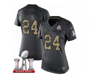 Women's Nike Atlanta Falcons #24 Devonta Freeman Limited Black 2016 Salute to Service Super Bowl LI 51 NFL Jersey
