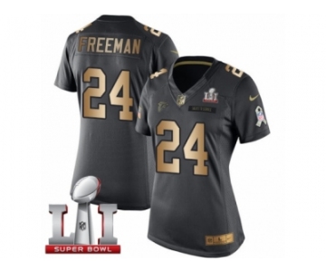 Women's Nike Atlanta Falcons #24 Devonta Freeman Limited Black Gold Salute to Service Super Bowl LI 51 NFL Jersey