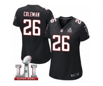 Women's Nike Atlanta Falcons #26 Tevin Coleman Limited Black Alternate Super Bowl LI 51 NFL Jersey