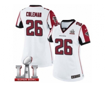 Women's Nike Atlanta Falcons #26 Tevin Coleman Limited White Super Bowl LI 51 NFL Jersey