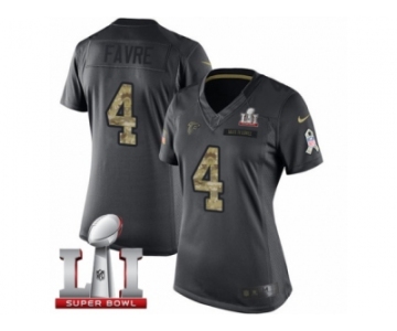 Women's Nike Atlanta Falcons #4 Brett Favre Limited Black 2016 Salute to Service Super Bowl LI 51 NFL Jersey