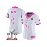 Women's Nike Atlanta Falcons #4 Brett Favre Limited White Pink Rush Fashion Super Bowl LI 51 NFL Jersey
