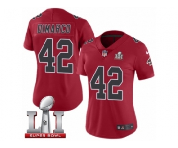 Women's Nike Atlanta Falcons #42 Patrick DiMarco Limited Red Rush Super Bowl LI 51 NFL Jersey