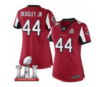 Women's Nike Atlanta Falcons #44 Vic Beasley Limited Red Team Color Super Bowl LI 51 NFL Jersey