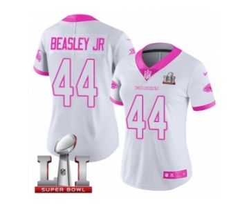 Women's Nike Atlanta Falcons #44 Vic Beasley Limited White Pink Rush Fashion Super Bowl LI 51 NFL Jersey