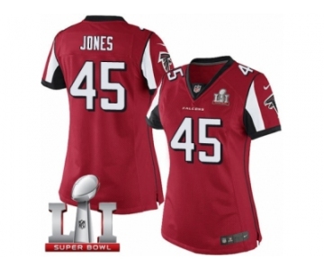 Women's Nike Atlanta Falcons #45 Deion Jones Limited Red Team Color Super Bowl LI 51 NFL Jersey