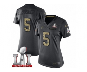 Women's Nike Atlanta Falcons #5 Matt Bosher Limited Black 2016 Salute to Service Super Bowl LI 51 NFL Jersey