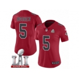 Women's Nike Atlanta Falcons #5 Matt Bosher Limited Red Rush Super Bowl LI 51 NFL Jersey