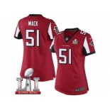 Women's Nike Atlanta Falcons #51 Alex Mack Limited Red Team Color Super Bowl LI 51 NFL Jersey