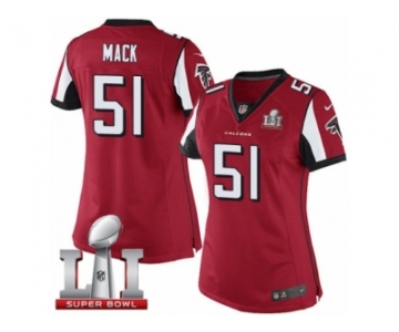 Women's Nike Atlanta Falcons #51 Alex Mack Limited Red Team Color Super Bowl LI 51 NFL Jersey