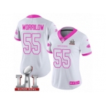 Women's Nike Atlanta Falcons #55 Paul Worrilow Limited White Pink Rush Fashion Super Bowl LI 51 NFL Jersey